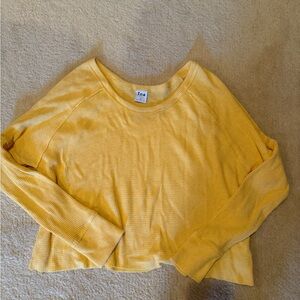 TNA Soft Yellow Ribbed Knit Top